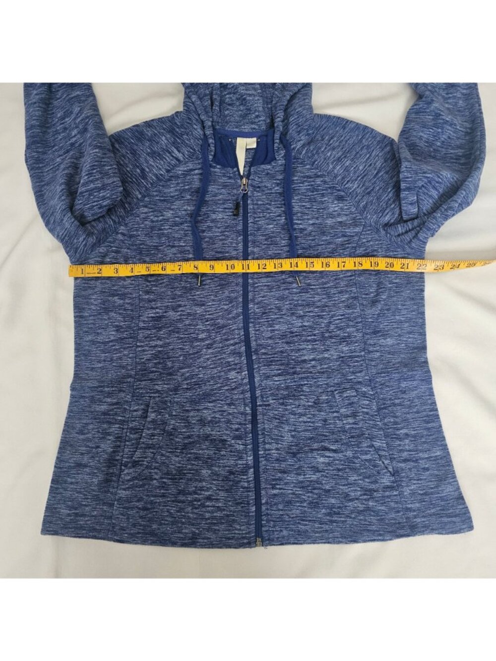 Green Tea Blue Heathered Full Zip Front Drawstring Hoodie Sweater Women's XL - Picture 4 of 10